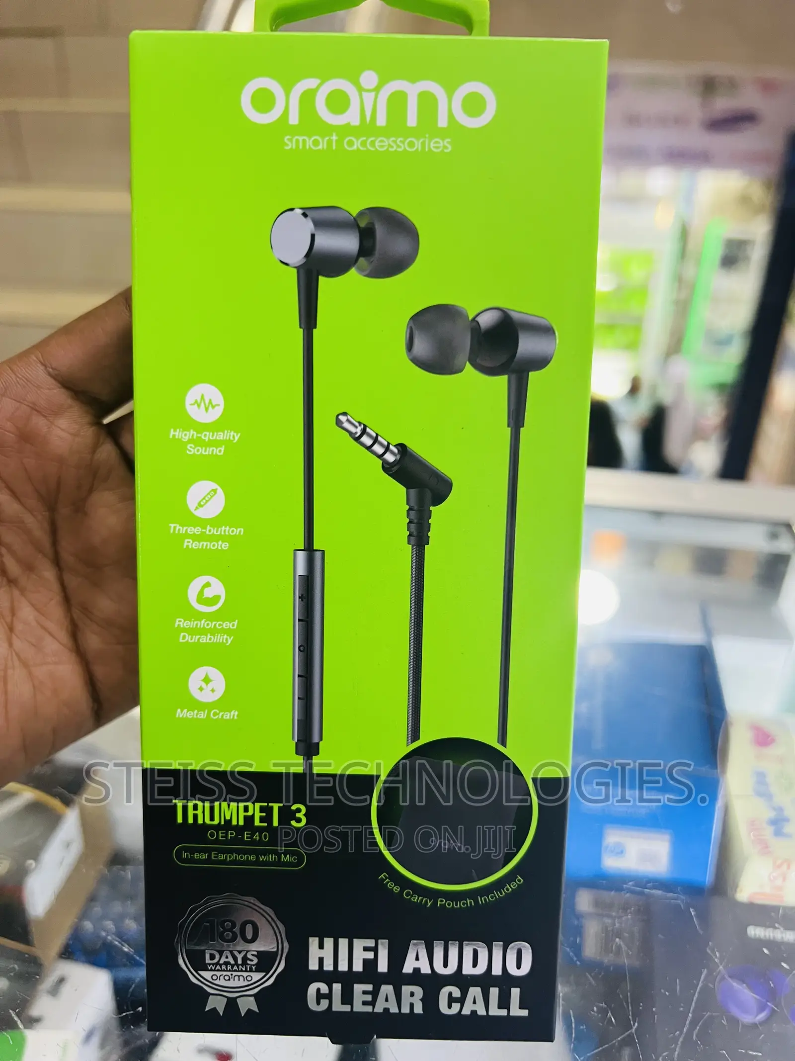 Oraimo Wired Trumpet 3 Earphones.