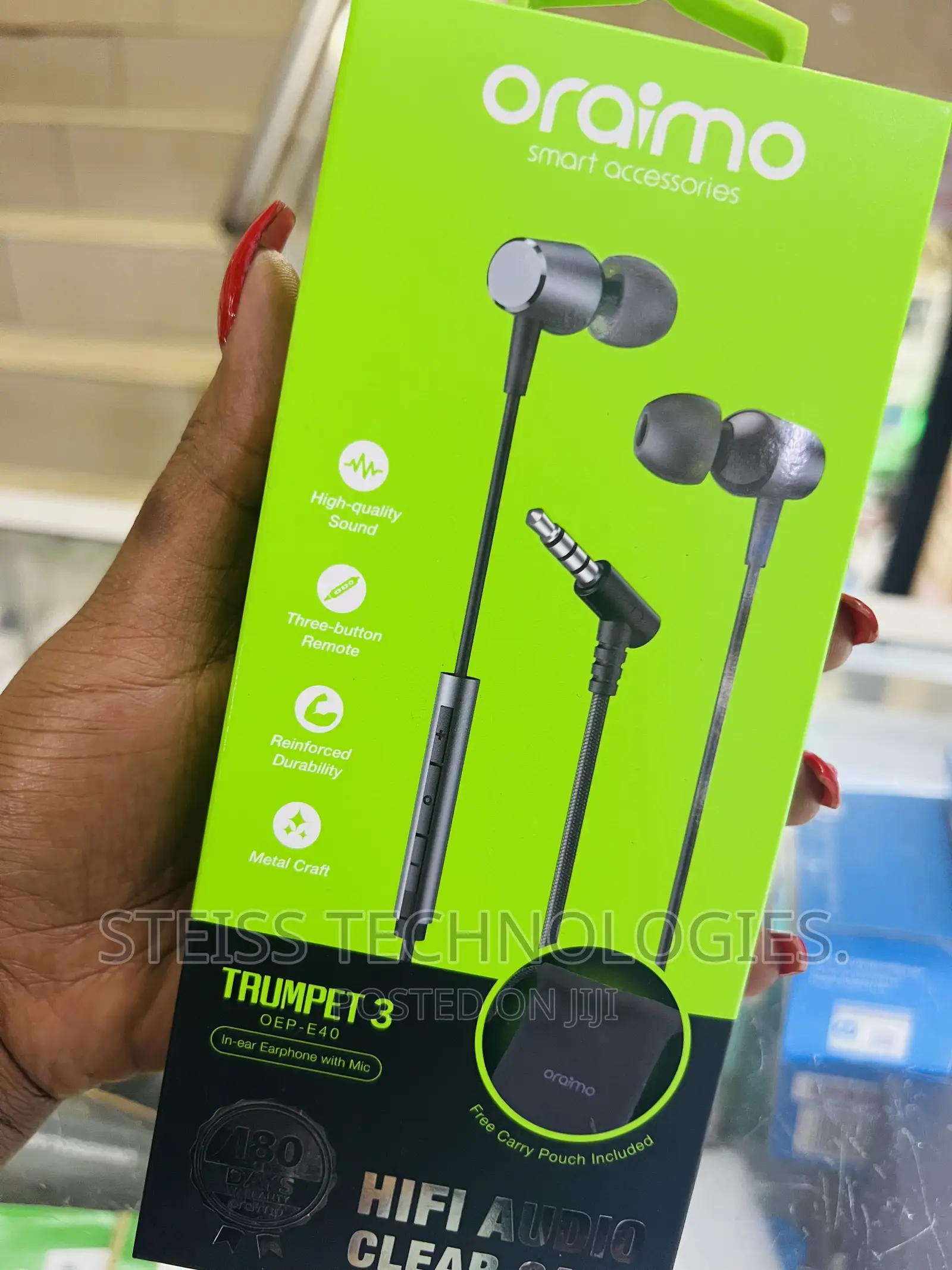 Oraimo Wired Trumpet 3 Earphones.