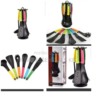 Silicone Nonstick Serving Spoon Set of 6pcs Plus Stand*