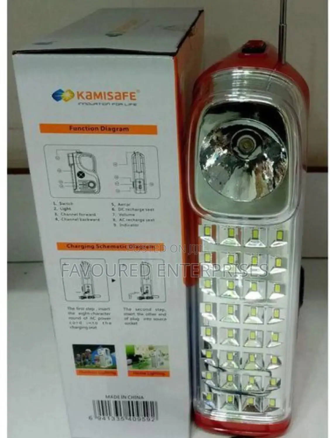 Kamisafe Km 7628f Radio Rechargeable Led Emergency Lamp
