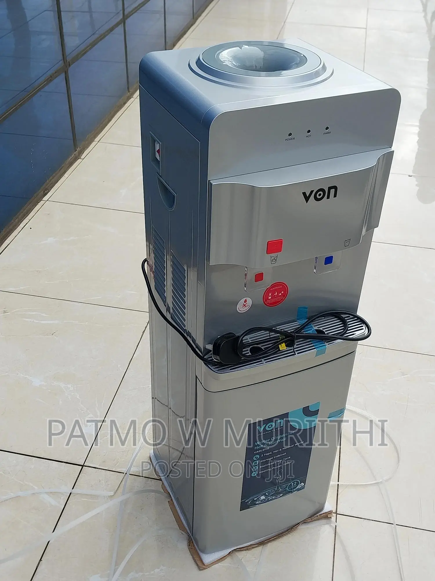 Von Dispenser, Hot Normal Water Dispenser Silver VADL2111S
