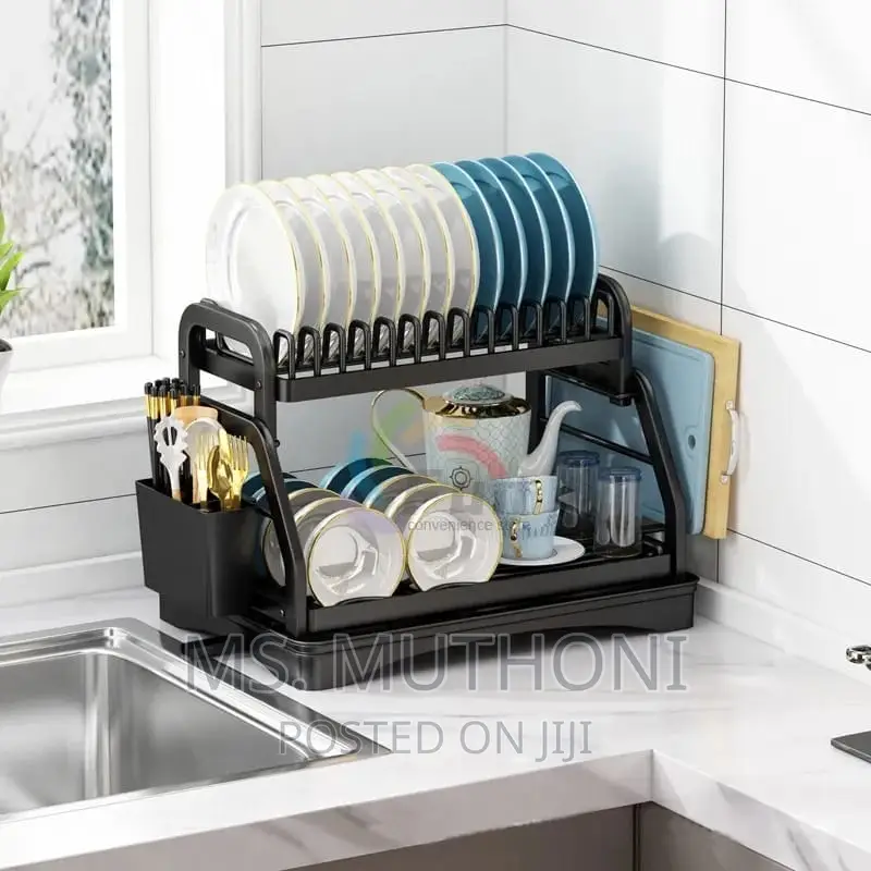 42cm High Quality Heavy Duty Carbon Free 2 Tier Dish Rack