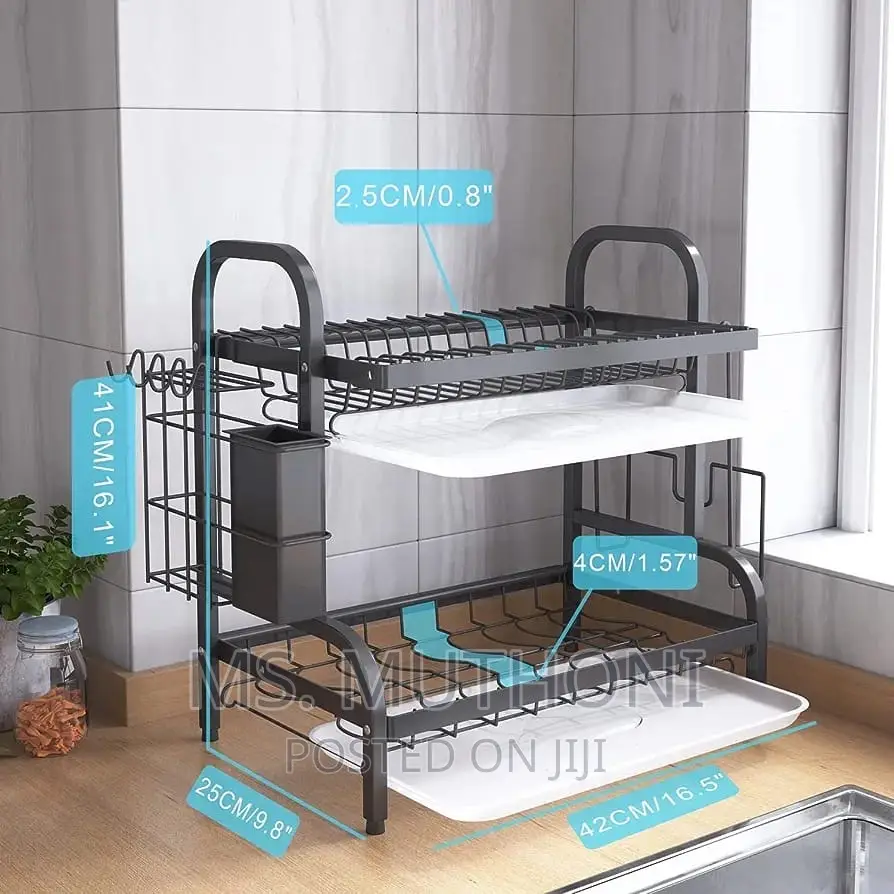 High Quality Heavy Duty 2tier Dish Rack With Cutlery Holder