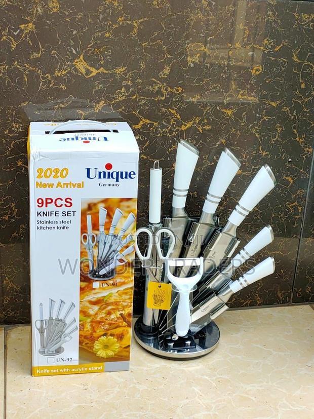 9 Pc Unique White Knife Set - main view
