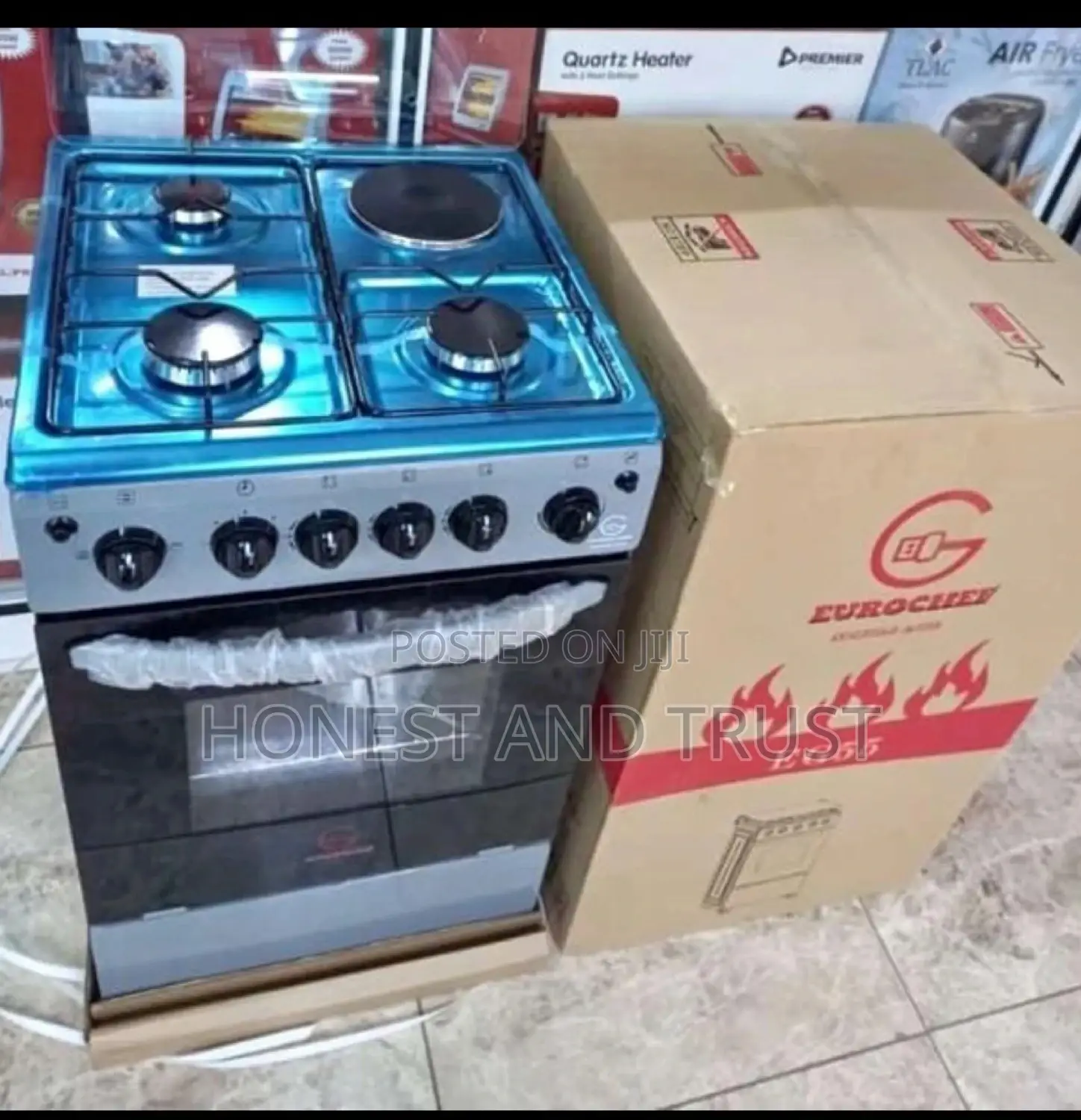 Eurochef Standing Cooker 3+1 Electric Oven 50x55cm