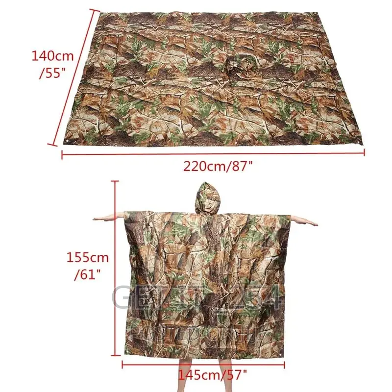 E3 in 1 Hiking Poncho Rain Coat Backpack Waterproof