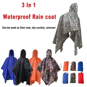 E3 in 1 Hiking Poncho Rain Coat Backpack Waterproof