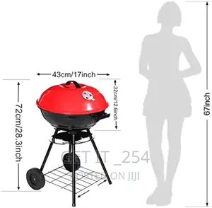 Round Charcoal Barbecue With Portable Trolley .With Lid And
