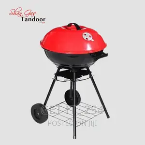 Round Charcoal Barbecue With Portable Trolley .With Lid And