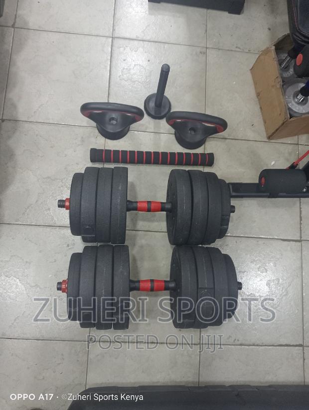 40kg Adjustable Kettlebell Set - Dumbbell, Barbell, Push-Up