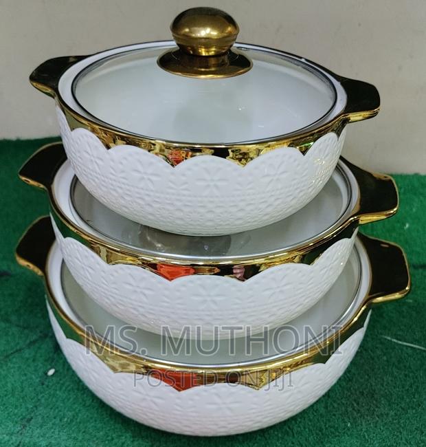*3pcs Ceramic Serving Bowls With Gold Finish - thumbnail 2