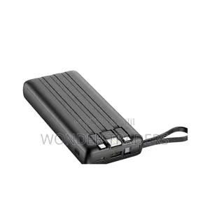 Power Bank With 4 Cables Inbuilt . Black 10000mah