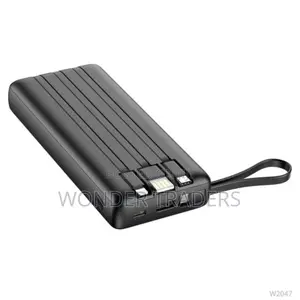 Power Bank With 4 Cables Inbuilt . Black 10000mah