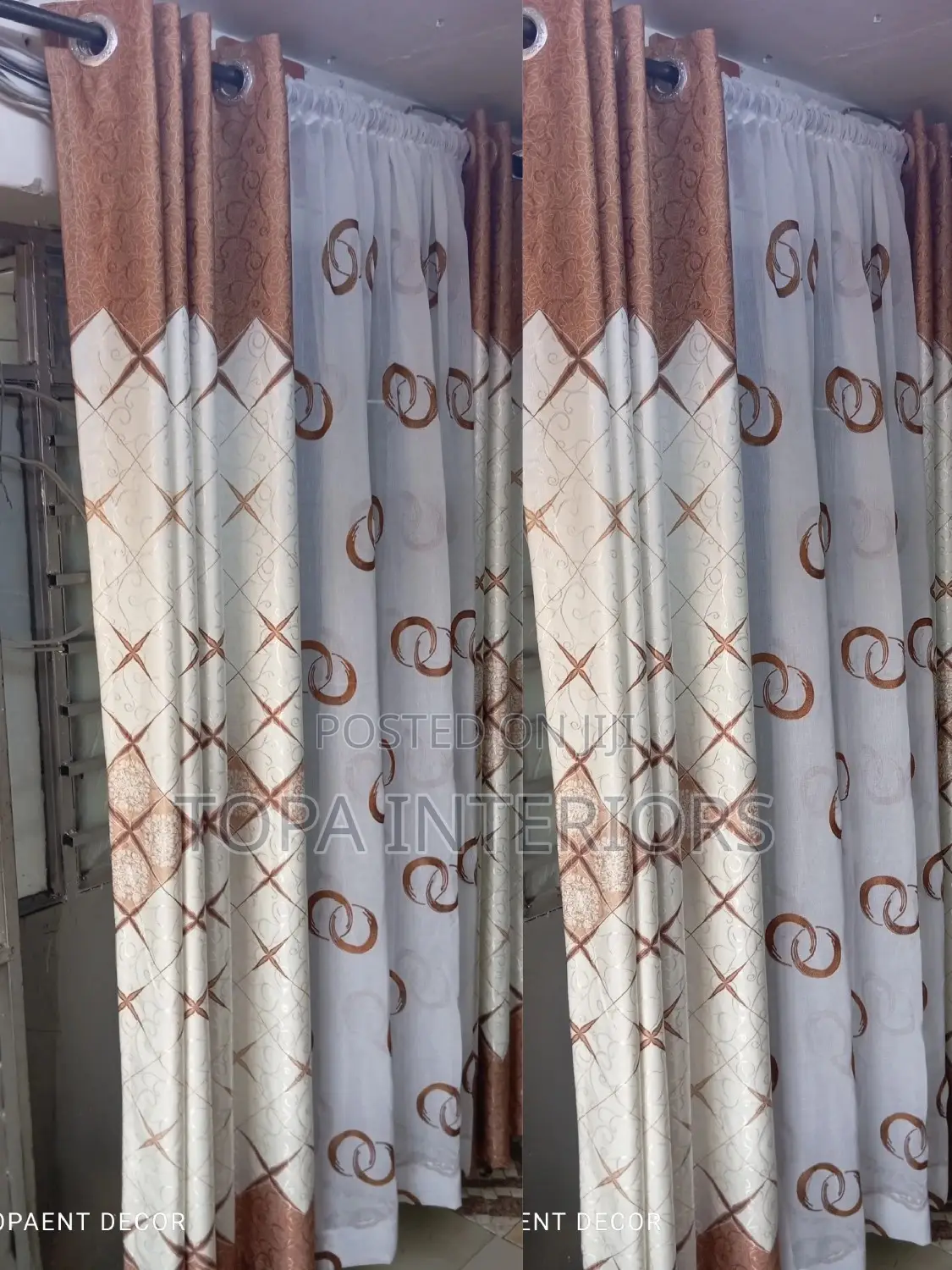 Brown Themed Window Curtains for Home Decoration