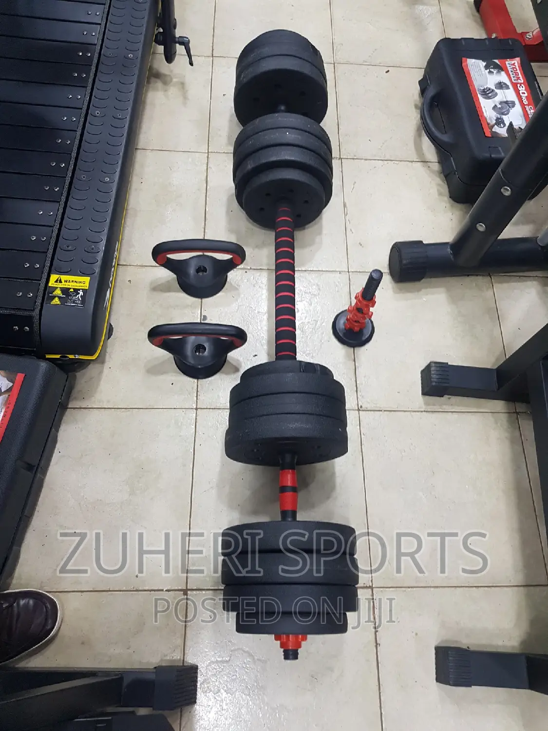 30kg Adjustable Dumbbell Barbell Kettlebell Set
