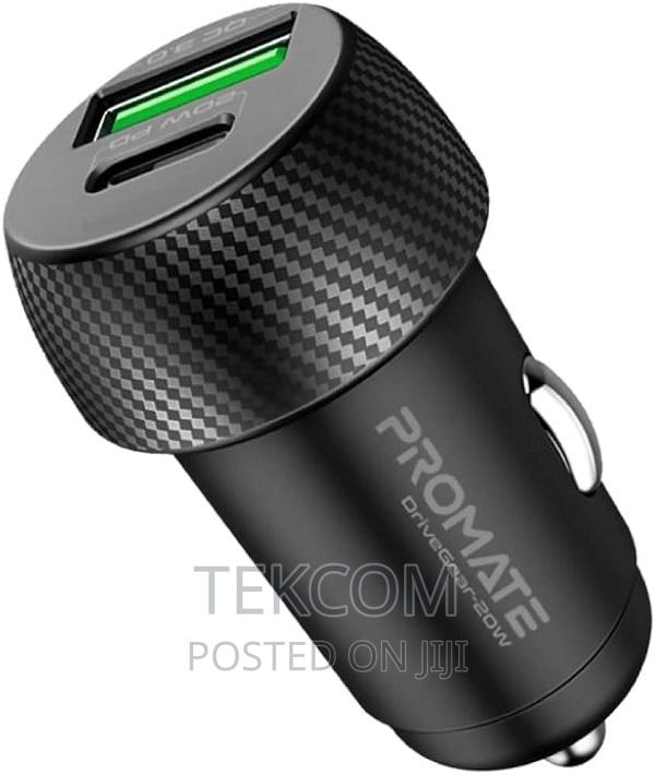 Promate Transparent Quick Charging Dual Port Mini Car Charge