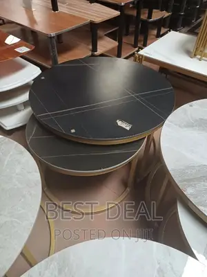 Round Black Marble Top Coffee Tables