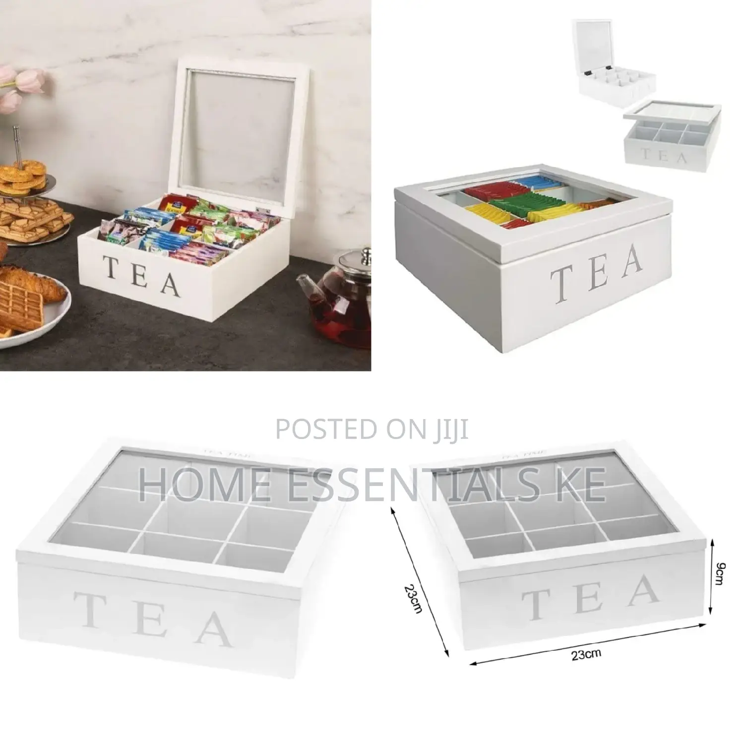 Bamboo Container Box Tea Organizer Five-Grid