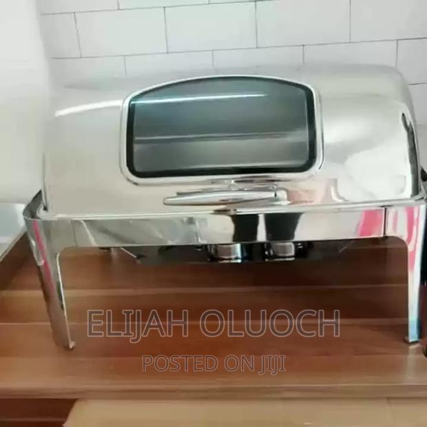 9L Heavy Stainless Steel Silver Roll Top Chaffing Dishes - thumbnail 4