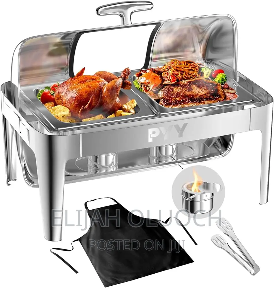 9L Heavy Stainless Steel Silver Roll Top Chaffing Dishes