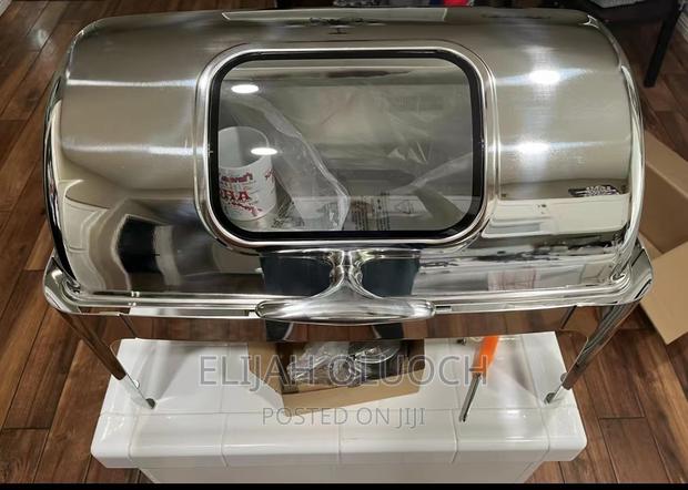 9L Heavy Stainless Steel Silver Roll Top Chaffing Dishes - thumbnail 3