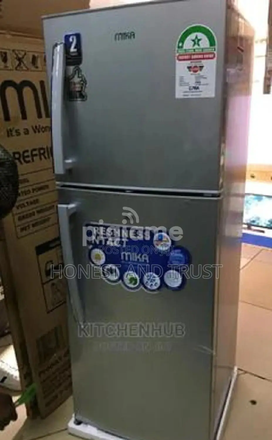 Mika Fridge, 168L, 2 Door Top Mount Freezer, Defrost