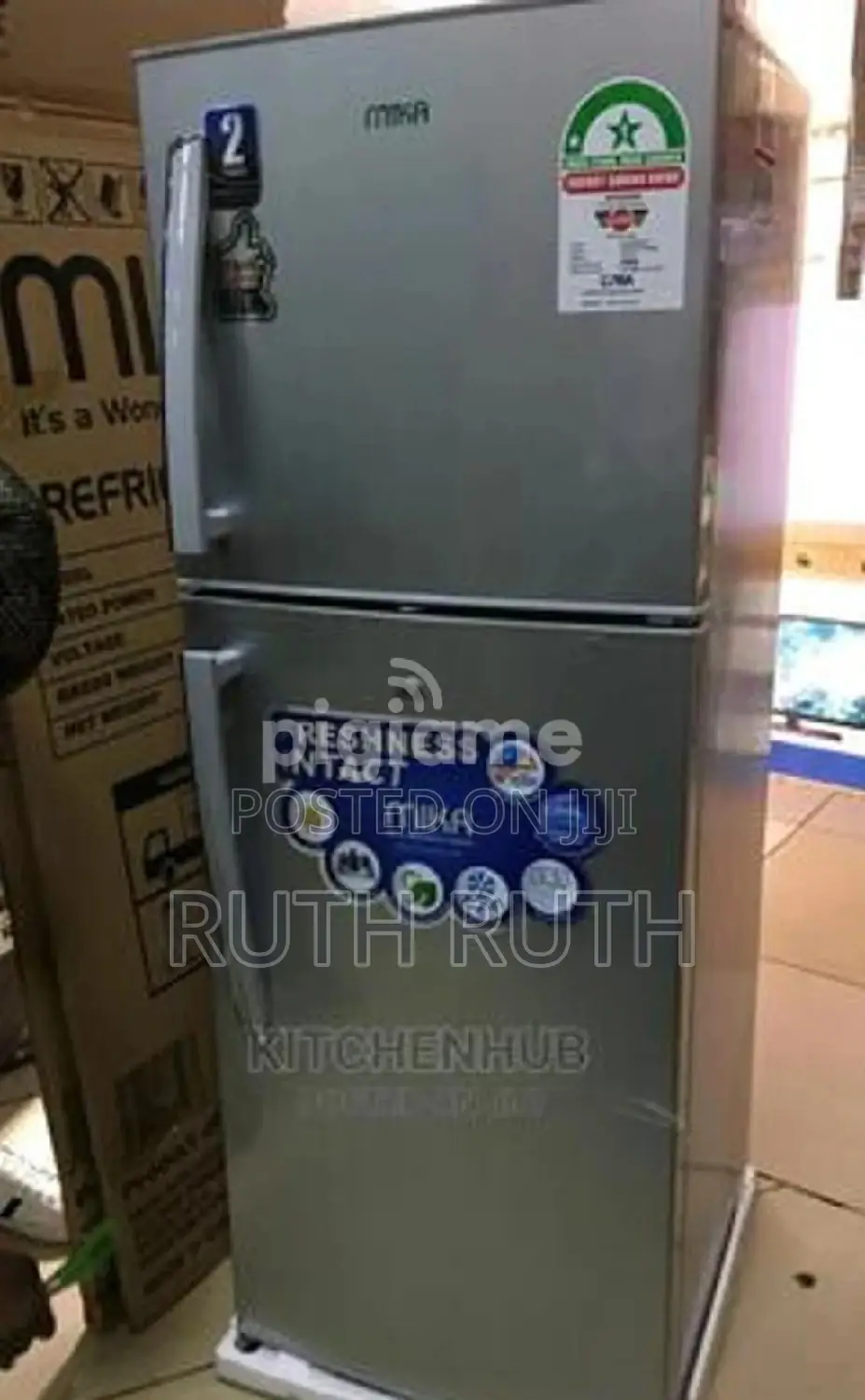 Mika Fridge, 168L, 2 Door Top Mount Freezer, Defrost