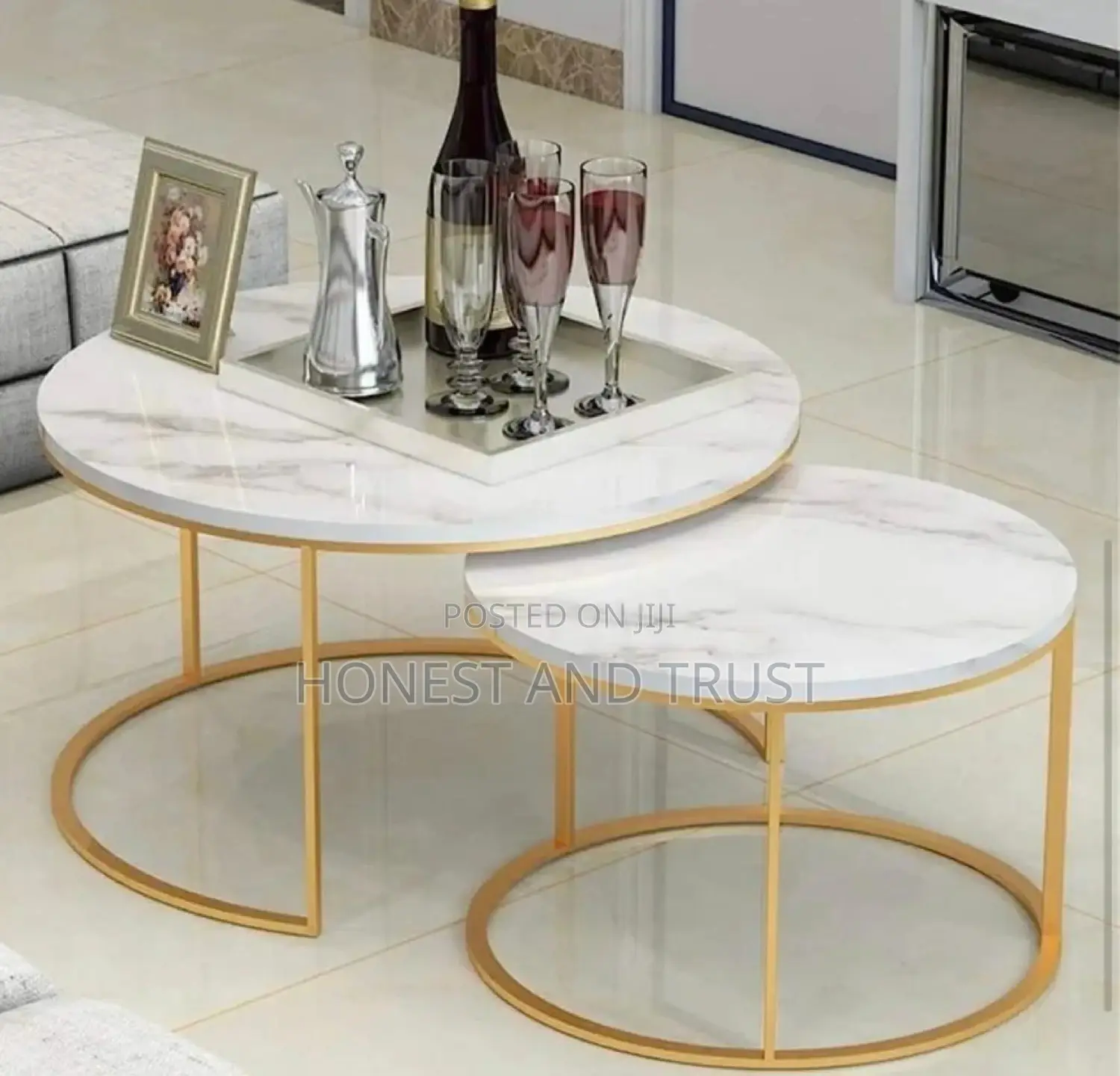 Nesting Coffee Table Marble Effect (Mdf)