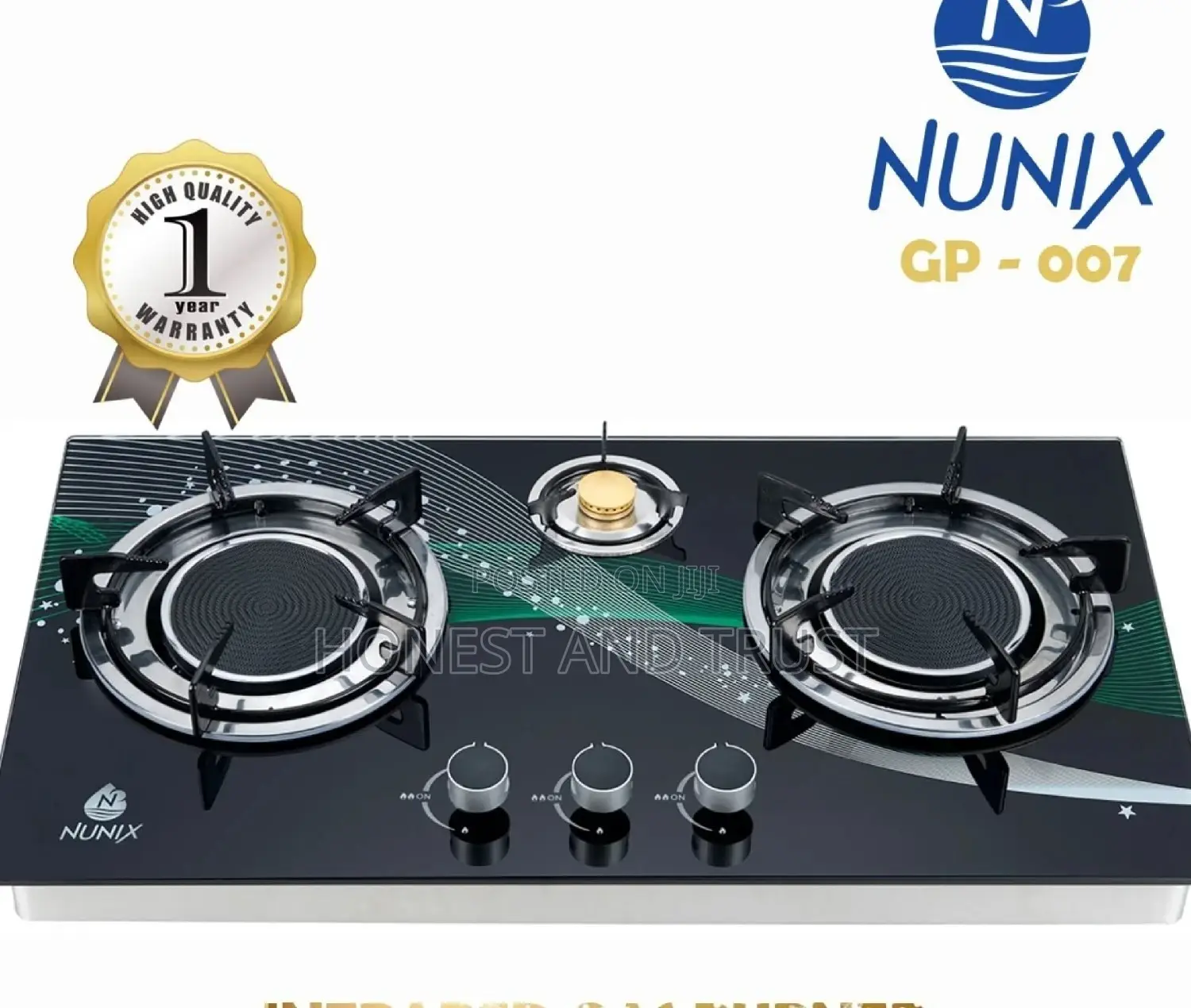 Infrared 3 Burner Glass Gas Top Auto Ignition Energy Saving