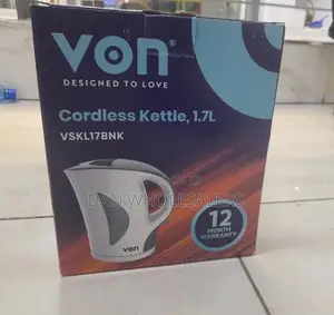 Brand New White and Black Von 1.7L Cordless Kettle VSK