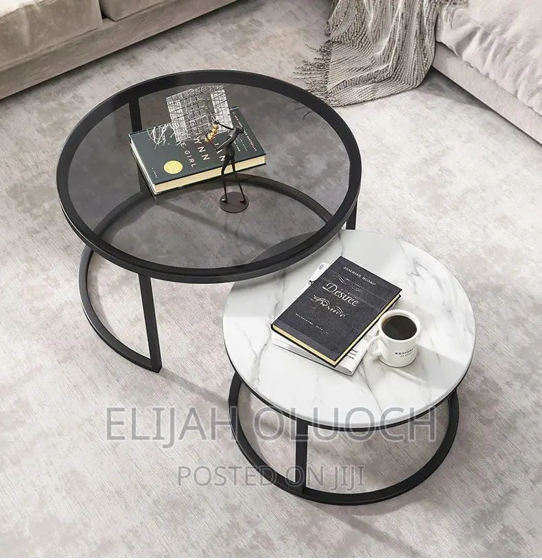 Nesting Table With Golden Stand