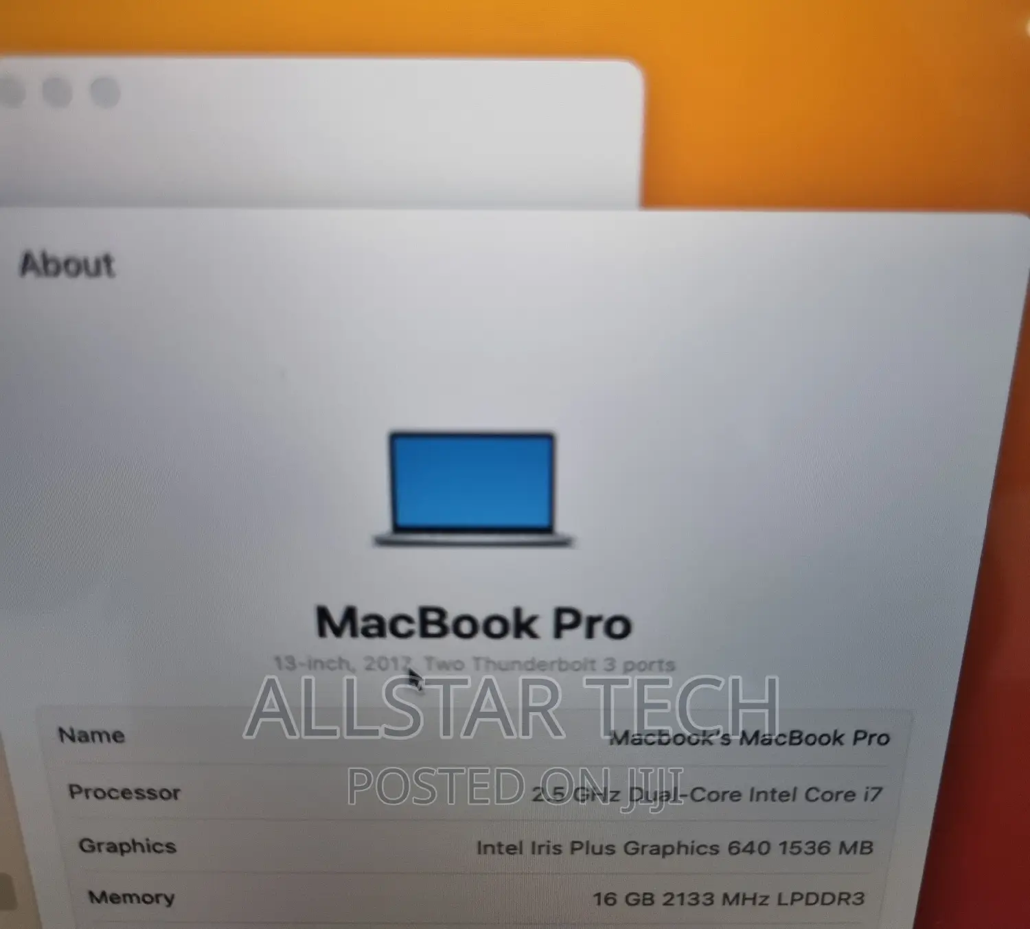 Laptop Apple MacBook Pro 2017 16GB Intel Core I7 SSD 512GB