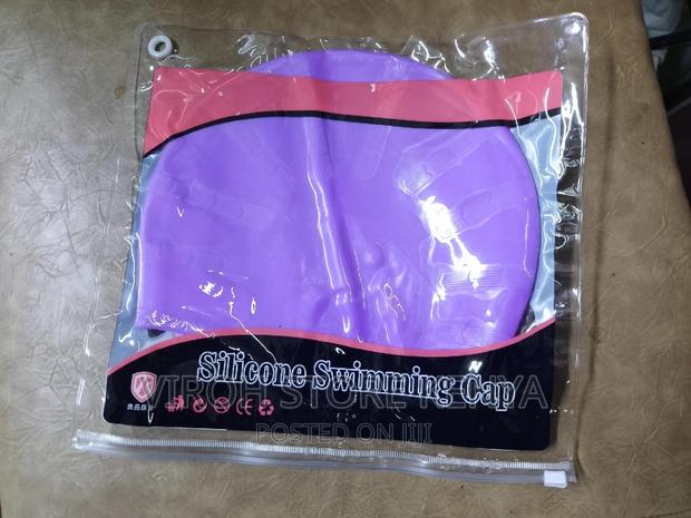 Blue Silicone Swimming Cap - main view