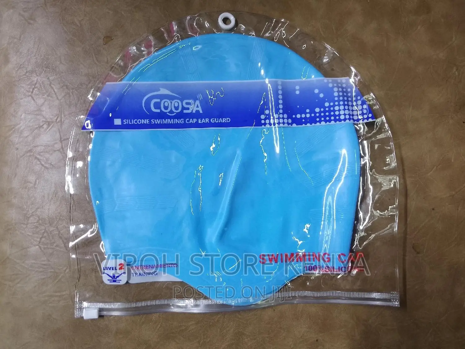 Light Blue Swimming Cap With Ear Guards