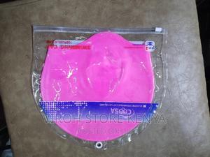 Pink Silicone Swimming Cap With Ear Guards - Stretching - thumbnail 2
