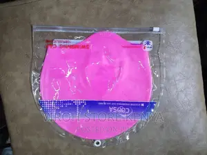 Pink Silicone Swimming Cap With Ear Guards - Stretching