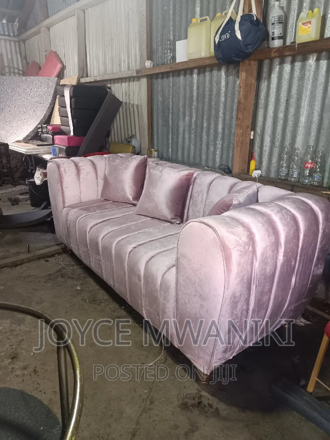 Reception or Waiting Bench, Pink.