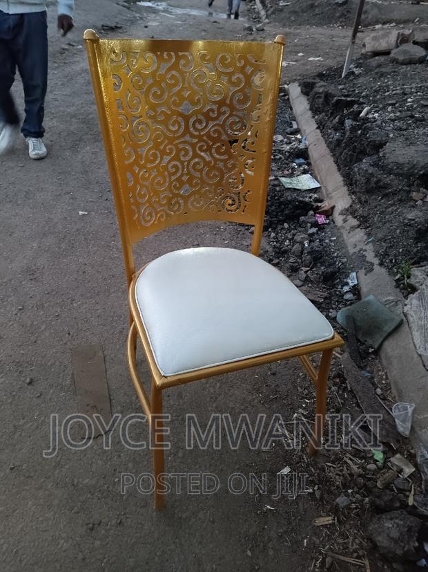 Restaurant Chair, Powder Coated Metallic Gold. - thumbnail 2
