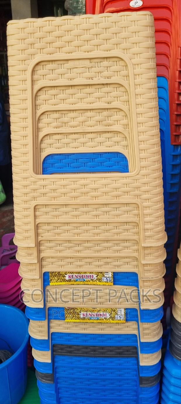 Cream Plastic Kenpoly Stool.