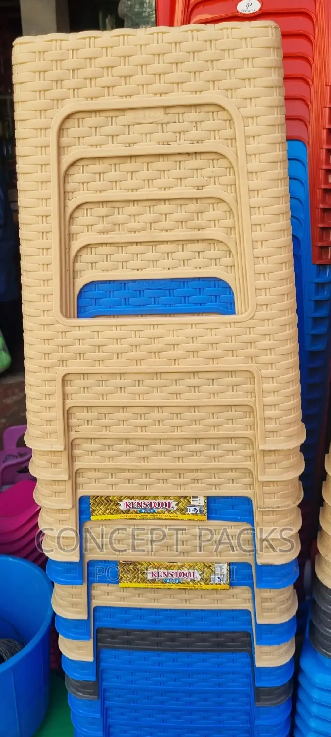 Cream Plastic Kenpoly Stool.