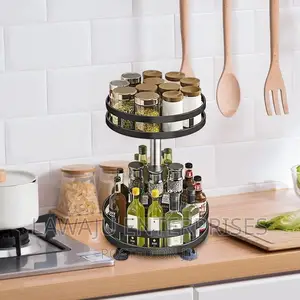 Black Rotating 2layer Kitchen Organizer
