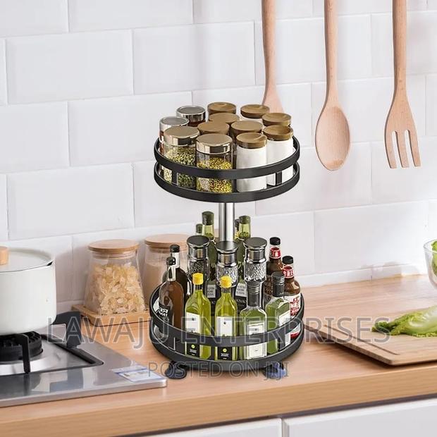 Black Rotating 2layer Kitchen Organizer - main view