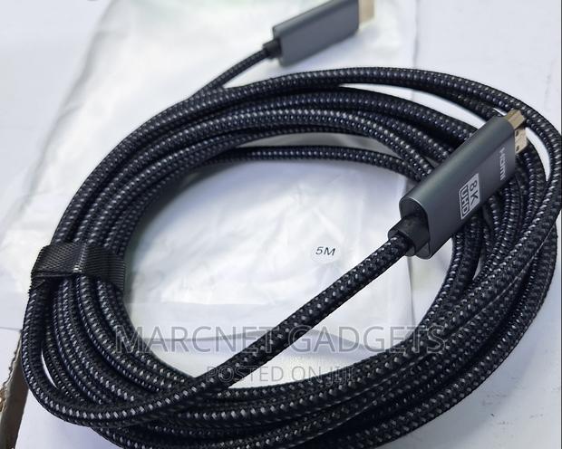 Round Metallic Ends Cloth Shielded Hdmi Cable 5m - thumbnail 3