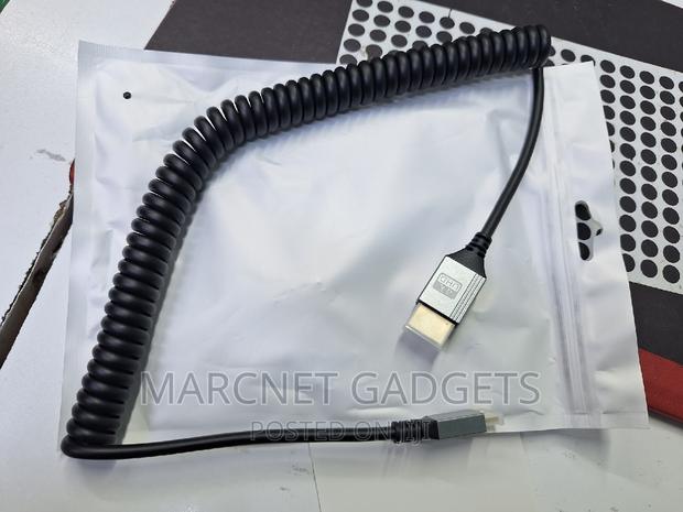 Elastic Coiled Curl Spring Mini Hdmi to Hdmi Cable 2.4m