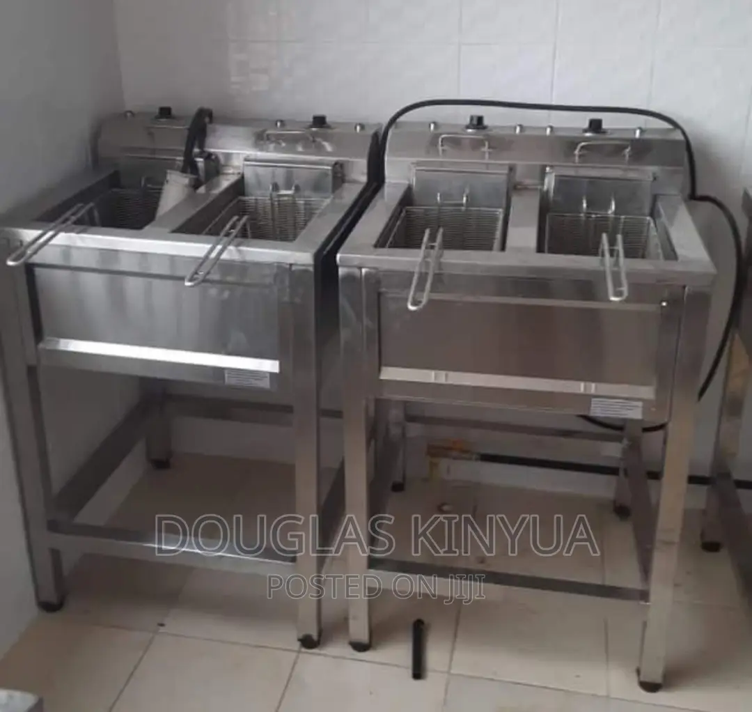 Stainless Steel Commercial Deep Double Fryer::