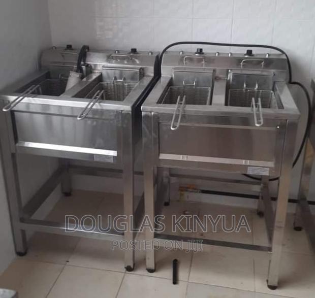 Stainless Steel Commercial Deep Double Fryer::