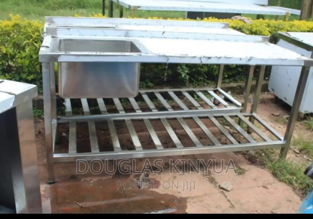 Sink With Single Bowl and Table(Stainless Steel.