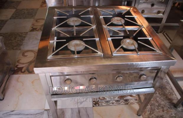 Gas Cooker Stainless Steel Four Burners Commercial::