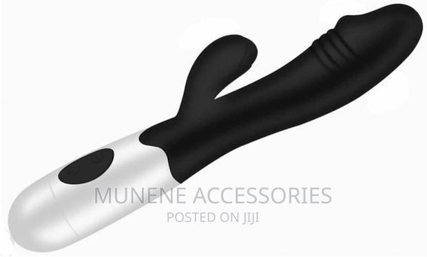RECHARGABLE 10 Speed Silicone Rabbit Vibrator Black Vibrator - thumbnail 2