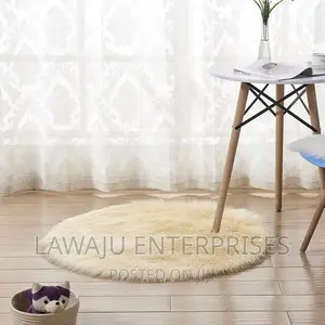 Yellow Round Faux Fur Rug